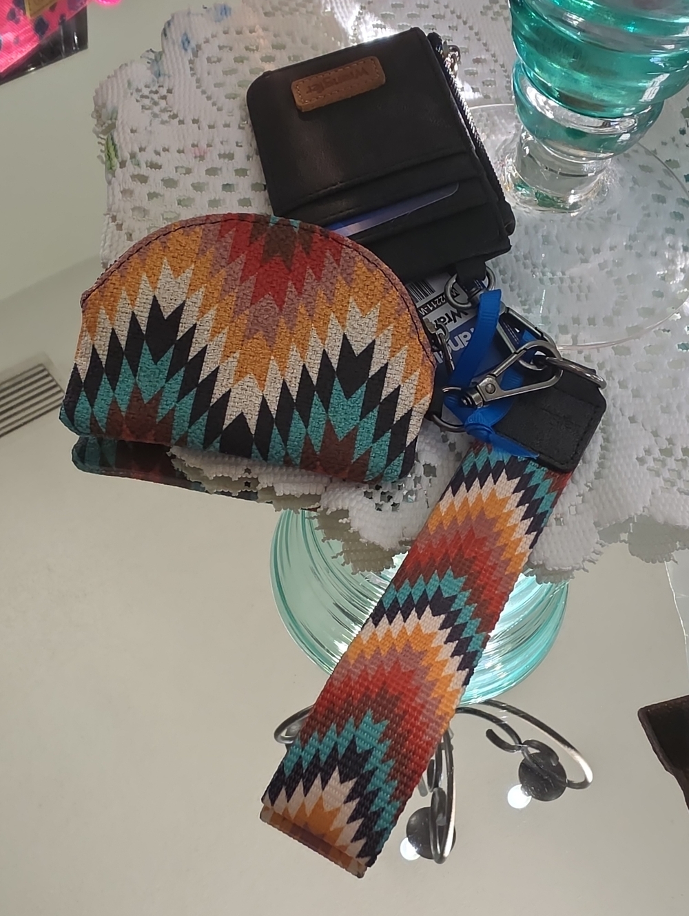 Wrangler Multicolor Aztec Coin Pouch and Wristlet Card Holder